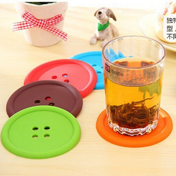 1000pcs Silicone Coffee Placemat Button Coaster Cup Mug Glass Beverage Holder Pad Mat Free Shipping