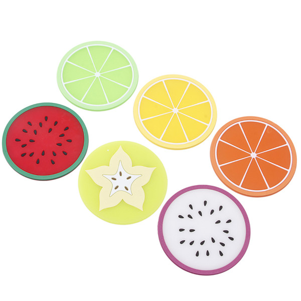 6Pcs/Set Fruit Coaster Colorful Silicone Tea Cup Drinks Holder Mat Placemat Pads Cute Fruit Coffee Mat