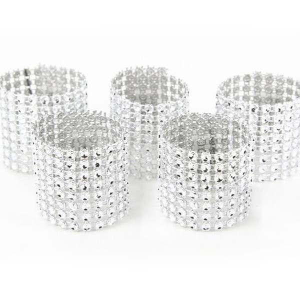 Wholesale- 50pcs Silver Covers With Closure Napkin Rings Chair Sashes Bows Holder For Wedding Birthday Party Home Decor