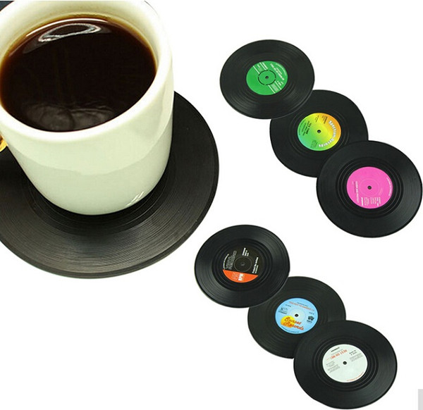 New Fashion 6pcs/Set Spinning Retro Vinyl CD Record Drinks Coasters / Vinyl Coaster Cup Mat