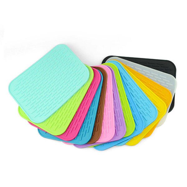 100pcs Silicone Dish Drying Mat Durable Rectangle Heat Resistant Square Cup Pot Bowl Plate Table Mats ZA5099