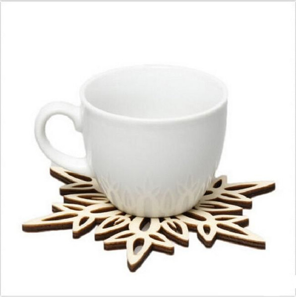 Wooden Snowflake Mug Coasters Holder Chic Drinks Coffee Tea Cup Mat Decor Mats 120pcs/lot