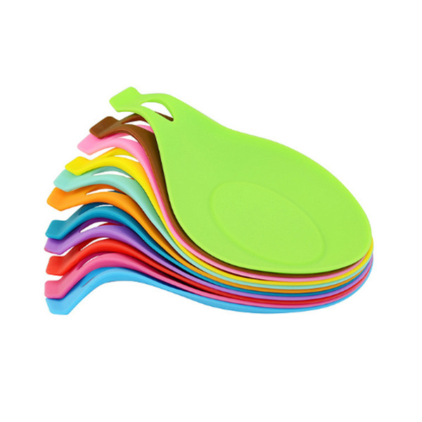 Assorted colors flexible silicone spoon rest spatula holder heat resistant insulation mat placemat free shipping by DHL