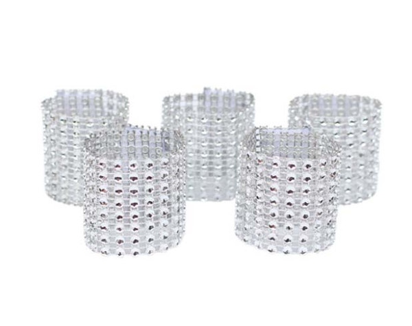 Silvery Napkin Buckle 8 Line Net Plastic Rhinestone Napkin Rings Hotel Banquet Supplies Wedding Decoration Silvery Napkin Rings