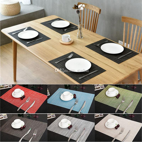 Table placemat Kitchen Bar Mat PVC Placemat Square Kitchen Tool Dining Table Mats Bowl Pad Table Decor Home Pads 16 color WX9-1279