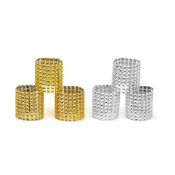 Plastic Napkin Rings Hotel Wedding Supplies Chair Sash Diamond Mesh Wrap Napkin Rings for Party Home Decoration