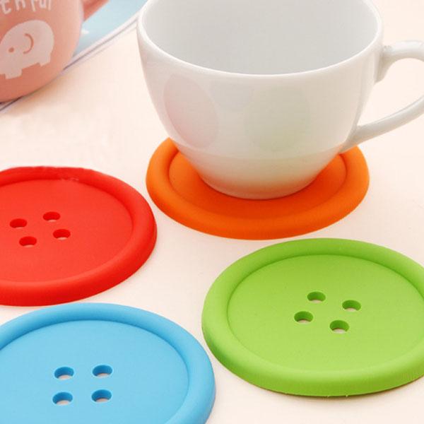 Silicone Placemat Button Coasters Cushion Mug Cup Holder Tea Cup Pad Mat E00542