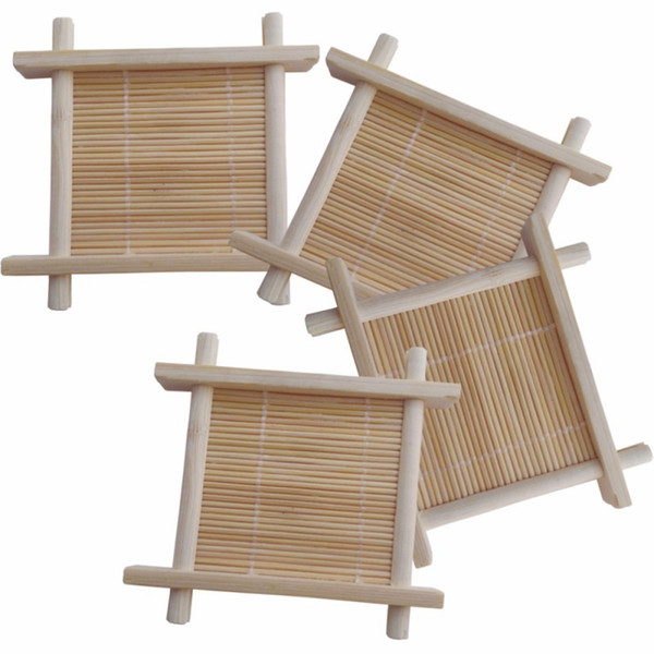 Bamboo Tea Cup Mat Wooden Coaster Tea Set Cup Holder Heat Insulation Saucer Dish Pot Pad Kitchen Kungfu Tea Square Placemat