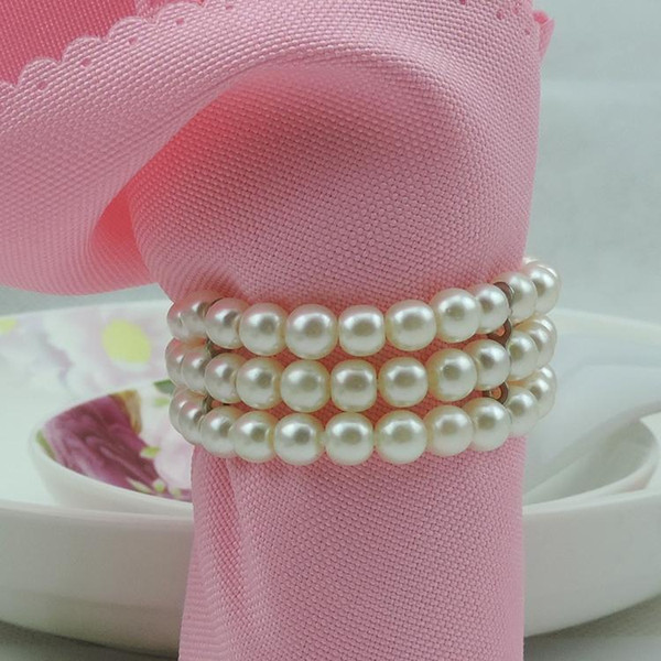 AAA Quality White Pearls Napkin Rings Hotel Wedding party Accessories Table Decorations supplies Luxury Wedding Napkin Rings