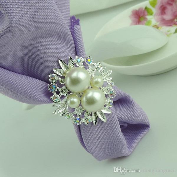 hot sell New flower Imitation pearl crystal Napkin Rings for wedding dinner,showers,holidays,Table Decoration Accessories wn551 200PC