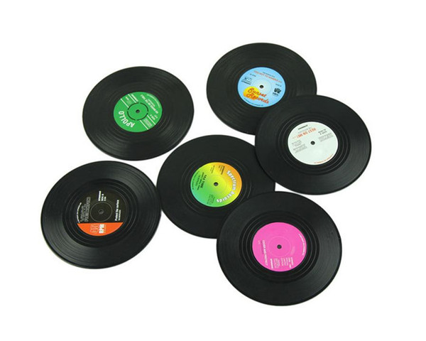 6 Pcs/Set Retro Vinyl CD Record Coaster - Cup Mug Drinks Coasters Holder Mat Tableware Placemat Kitchen Accessories