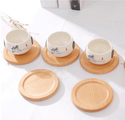 DHL Beech Wood Coasters Cup Coffee Tea Cup Pads Drinking Mats Teapot Drink Coaster For Home Decor Bar