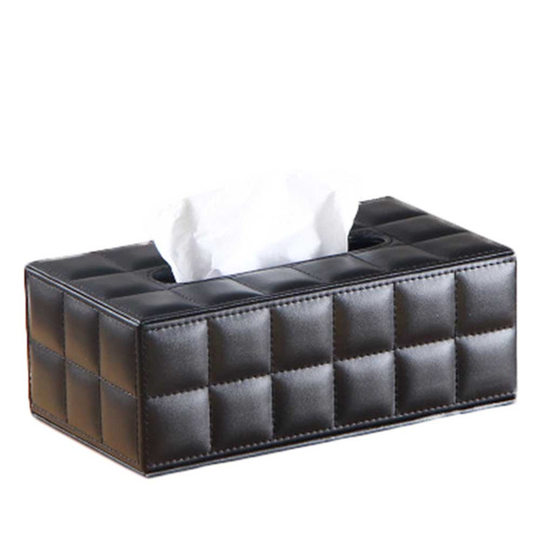 2018 Tissue Box Cover Durable Home Car Desk Rectangle PU Leather Tissue Box Cover Napkin Paper Holder Black/White color