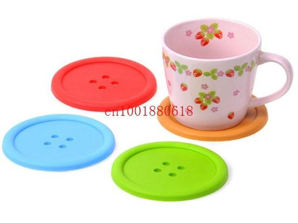 500pcs/lot Free Shipping Silicone Button Coasters Cup Coaster Table Tea Mug Cushion placemat Mat Pad Drinks holders Mix colors 160404#