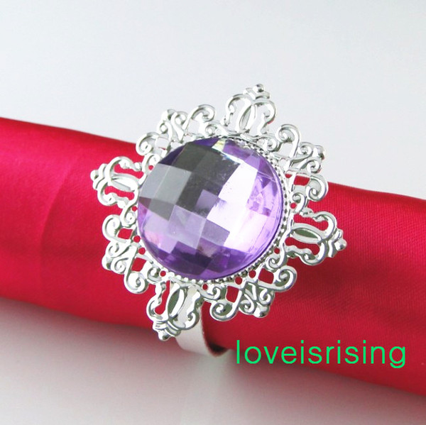 20 colors Pick--FREE DHL shipping--150pcs Lavender Gem Silver Metal Napkin Ring Wedding Bridal Shower Favor Napkin holder FOR Weddi