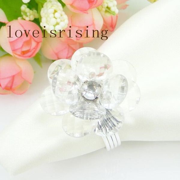 3 Color Flower U Pick--150PCS high quality Clear White Acrylic Flower Napkin Ring Napkin holder Wedding Bridal Shower