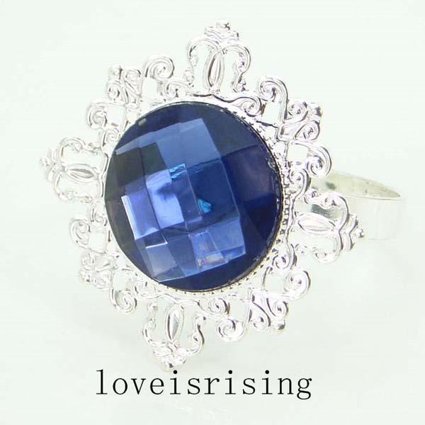 Lowest price--50pcs high quality Navy Blue Gem Napkin holder Napkin Ring for Wedding Bridal Shower Favor Wedding Party Supplies