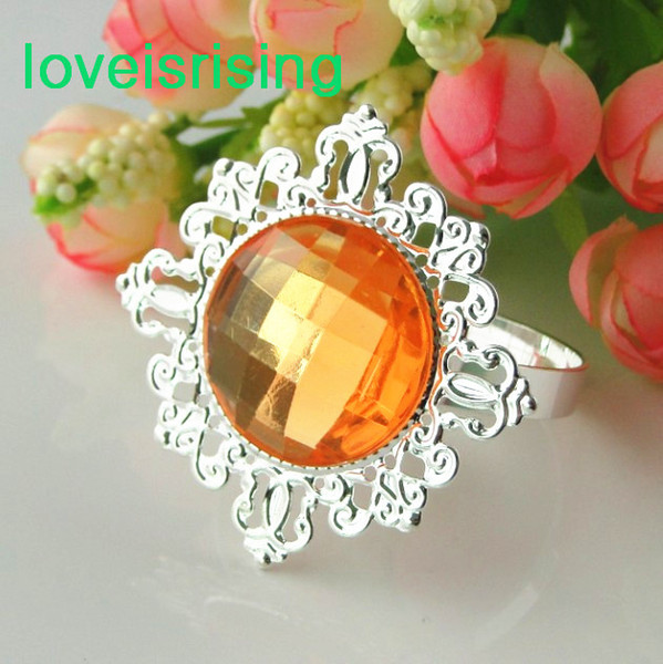 20 colors--FREE DHL shipping--150pcs Orange Gem Vintage Style Napkin Ring Wedding Bridal Shower Favor Napkin holder FOR Wedding Supplies