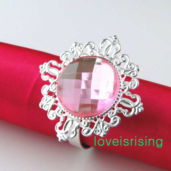 FREE DHL shipping-150ps high quality PINK Gem Silver Napkin Rings Napkin holder wedding favor Supplies -New Arrivals