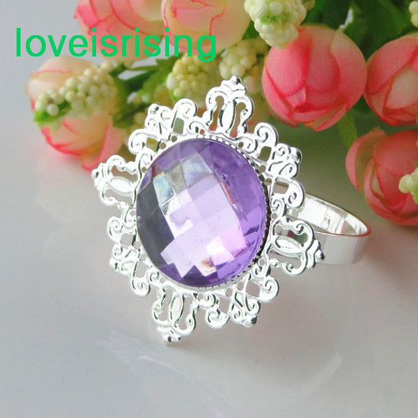 Multi Colors--50PCS Lavender Color Gem Napkin holder Napkin Ring Wedding Party Supplies Wedding Bridal Shower Favor