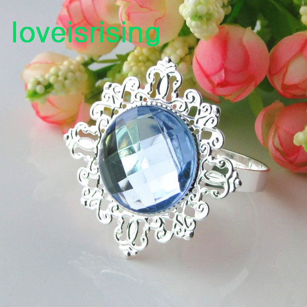 FREE SHIPPING-Tracking number-50 high quality Light Blue Gem Napkin Ring Wedding Bridal Shower Favor