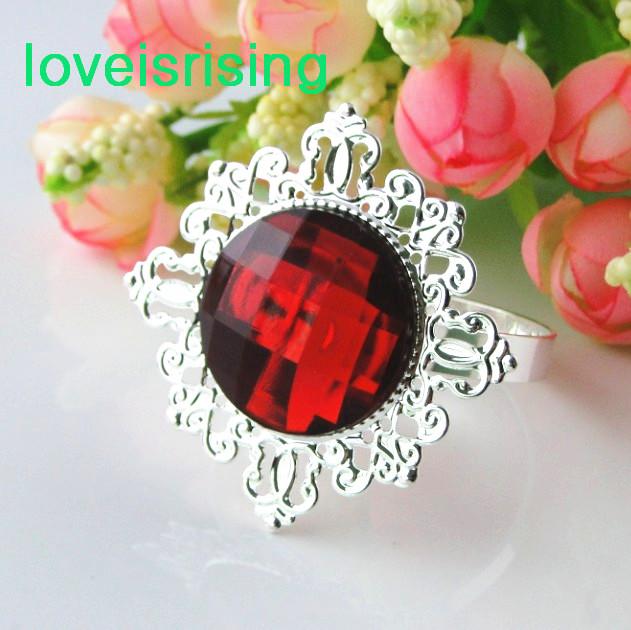 FREE SHIPPING-50PCS high quality Crimson Red Gem Napkin Ring Napkin holder Wedding Bridal Shower Favor