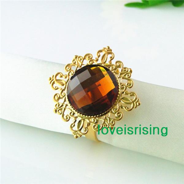 Lowest Price--50pcs Brown Gold Plated Vintage Style Napkin Rings Wedding Bridal Shower Napkin holder-- Free Shipping