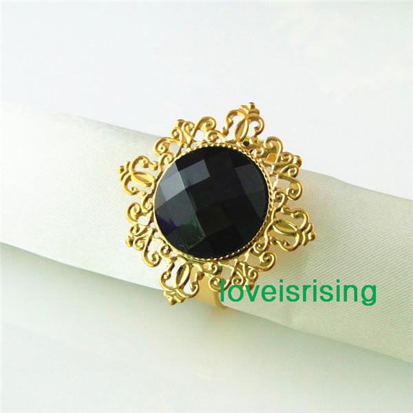 Lowest Price--50pcs Black Gold Plated Vintage Style Napkin Rings Wedding Bridal Shower Napkin holder-- Free Shipping