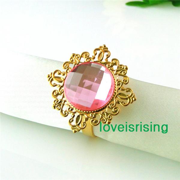 Lowest Price--50pcs Pink Gold Plated Vintage Style Napkin Rings Wedding Bridal Shower Napkin holder-- Free Shipping