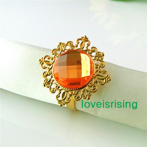 Lowest Price--50pcs Orange Gold Plated Vintage Style Napkin Rings Wedding Bridal Shower Napkin holder-- Free Shipping