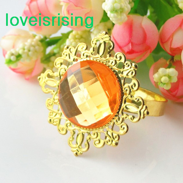 Lowest Price--100pcs Orange Gold Plated Vintage Style Napkin Rings Wedding Bridal Shower Napkin holder-- Free Shipping