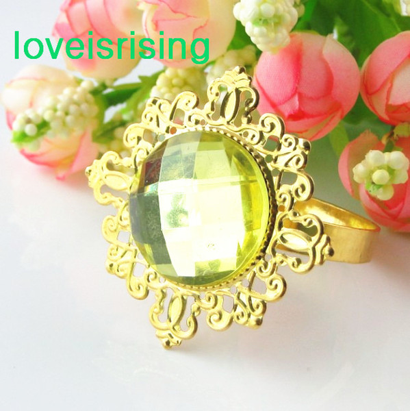 Lowest Price--100pcs Citrus Yellow Gold Plated Vintage Style Napkin Rings Wedding Bridal Shower Napkin holder-- Free Shipping