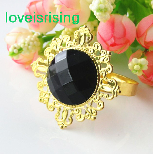 Lowest Price--100pcs Black Gold Plated Vintage Style Napkin Rings Wedding Bridal Shower Napkin holder-- Free Shipping