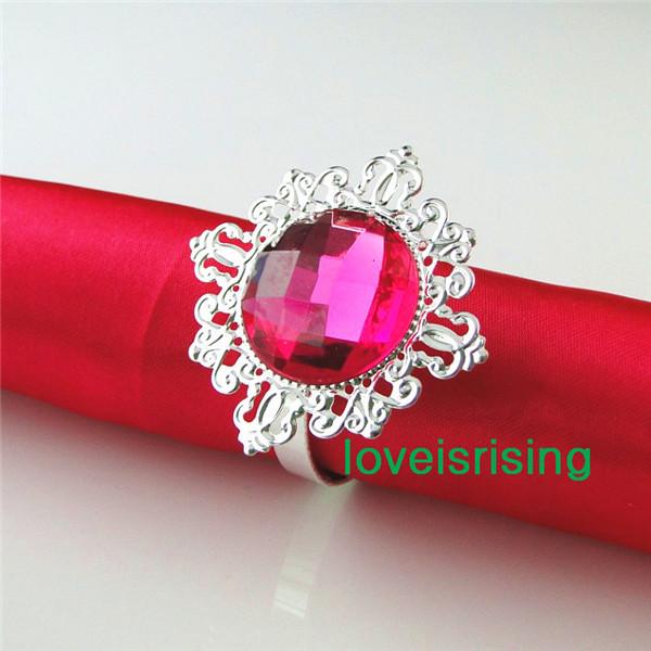 Lowest Price--100% High Quality 50pcs Fuchsia Vintage Style Napkin Rings Wedding Bridal Shower Napkin holder-- Free Shipping