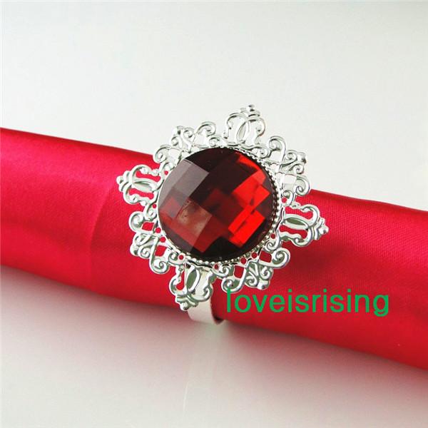 Lowest Price--100% High Quality 50pcs Crimson Red Vintage Style Napkin Rings Wedding Bridal Shower Napkin holder-- Free Shipping