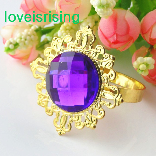 Lowest Price--100pcs Purple Gold Plated Vintage Style Napkin Rings Wedding Bridal Shower Napkin holder-- Free Shipping