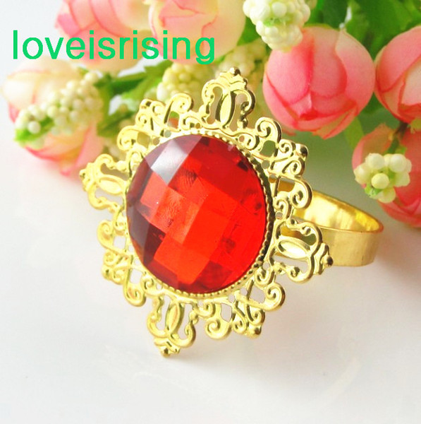 Lowest Price--100pcs Red Gold Plated Vintage Style Napkin Rings Wedding Bridal Shower Napkin holder-- Free Shipping