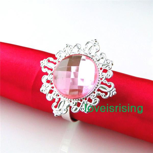 Lowest Price--100% High Quality 50pcs Pink Vintage Style Napkin Rings Wedding Bridal Shower Napkin holder-- Free Shipping