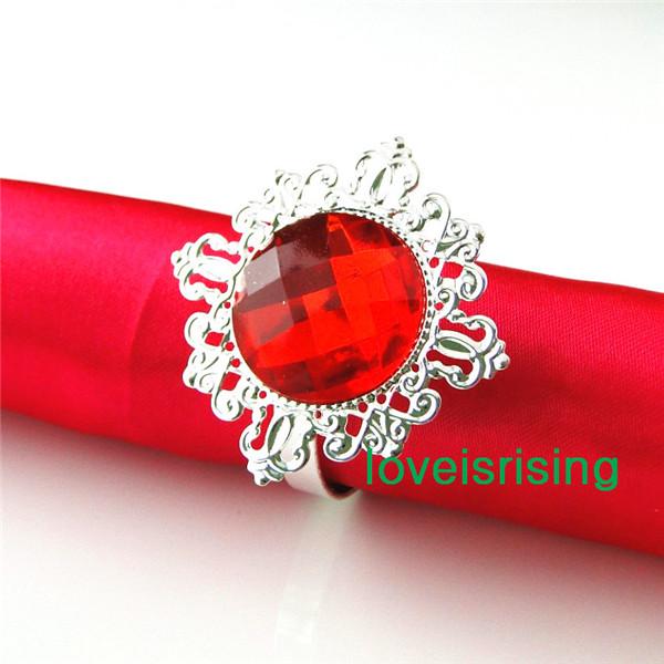 Lowest Price--100% High Quality 50pcs Red Vintage Style Napkin Rings Wedding Bridal Shower Napkin holder-- Free Shipping