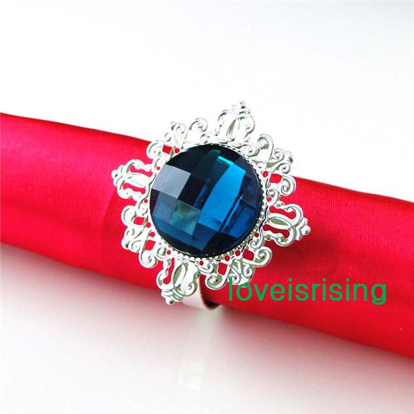 Lowest Price--100% High Quality 50pcs Teal Blue Vintage Style Napkin Rings Wedding Bridal Shower Napkin holder-- Free Shipping