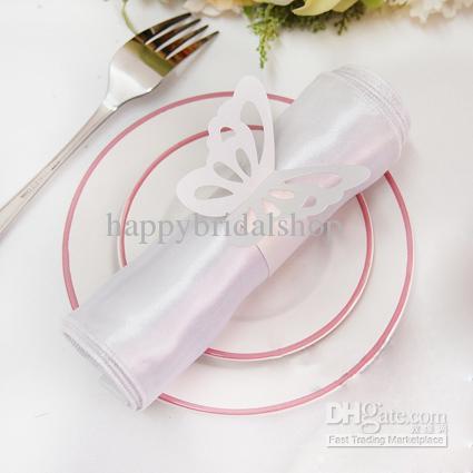 Tracking Number--100pcs White Napkin Cloth Rings Vintage Style Paper Butterfly Napkin Rings Wedding Bridal Shower Napkin holder