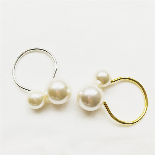 Graceful Napkin Rings Wedding Party Napkin Rings Artificial Pearl Napkin Rings with Gold Silver Ring Table Decoration