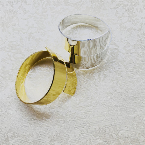 Simple Napkin Holders Hotel Napkin Rings Metal Napkin Rings PVD Plated Glossy Silver Gold Table Decoration