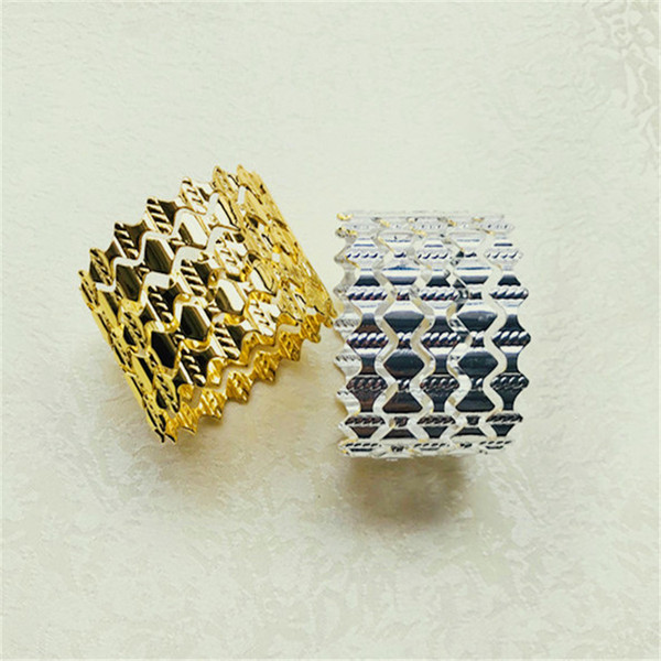 Unique Table Napkins Rings Glossy Silver Gold Napkin Ring Holder Metal Napkin Holders for Table Decoration