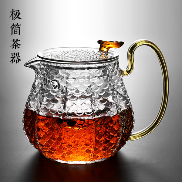 High temperature resistant glass teapot household tea set Dragon scale pot 500ML