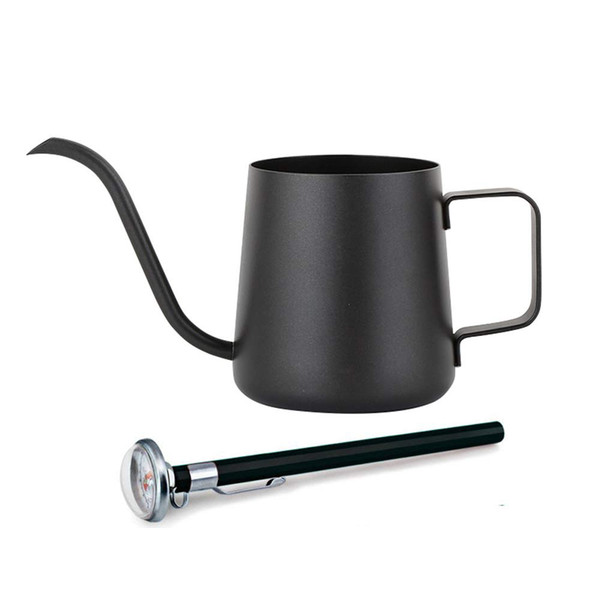 250ml / 8.5Oz Stainless Steel Pour Over Mug Drip Kettle Long Narrow Spout Coffee Tea Pot with a Thermometer