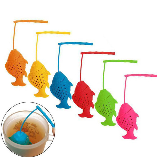 Reusable Fish Silicone Tea Infuser Loose Leaf Strainer Herbal Spice Filter BPA Free Kitchen Bar Supplies DEC381