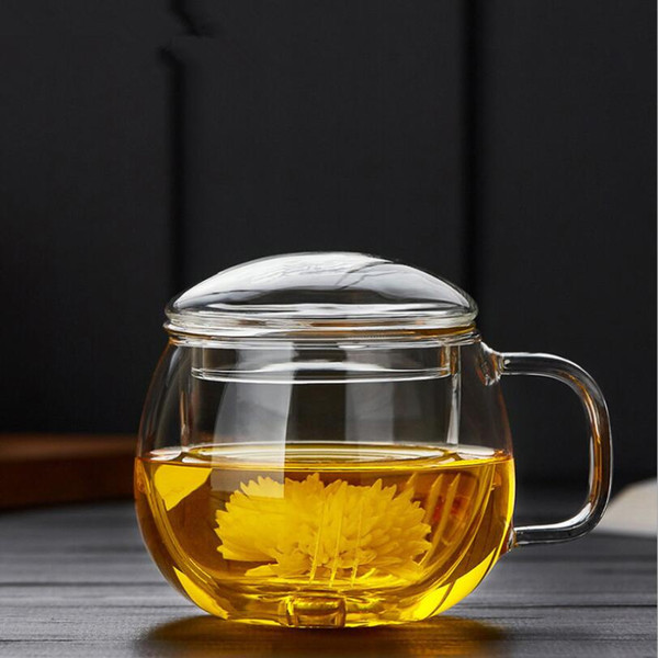 2pc Clear Glass Filtering Tea Maker with infuser and glass Lid Teapot Tea Cup Mug for Loose Tea/Tea Bag