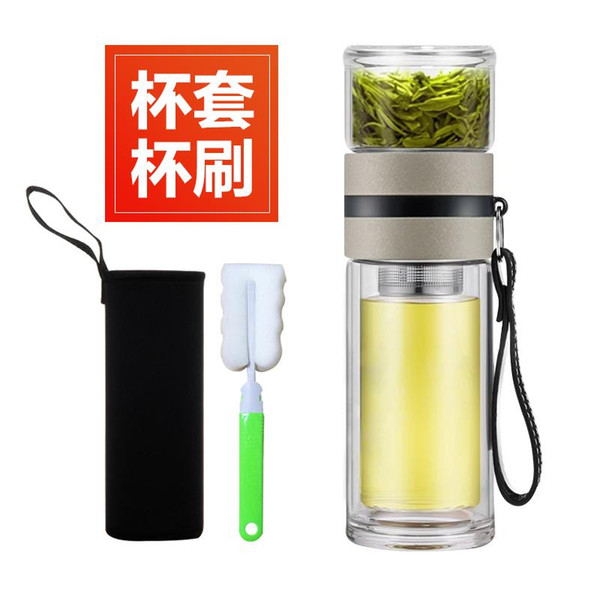 Travel Vehicle-mounted heat preservation double-layer glass portable cup Separation of tea and water