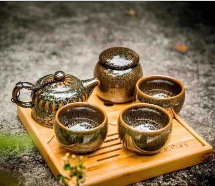 Jianyang Shuiji Kiln to Jianzhuan Five-piece Tea Cup Set Kungfu Tea Set